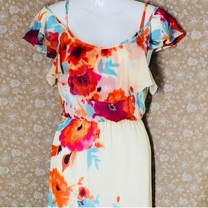 Bisou Bisou floral cold shoulder maxi dress